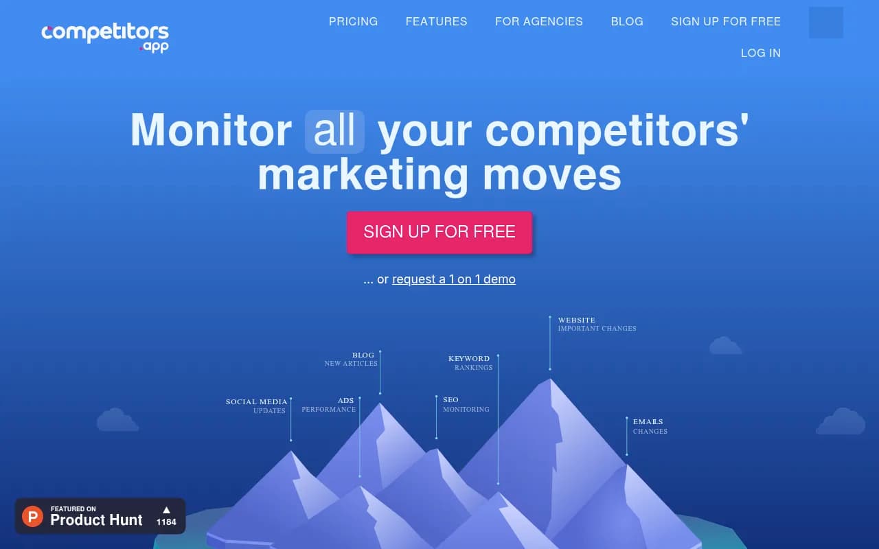 Screenshot of Competitors App website