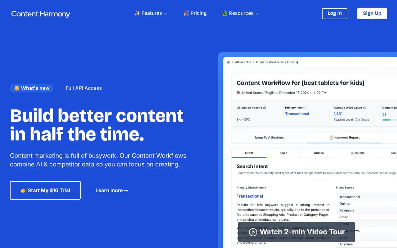 Screenshot of Content Harmony website