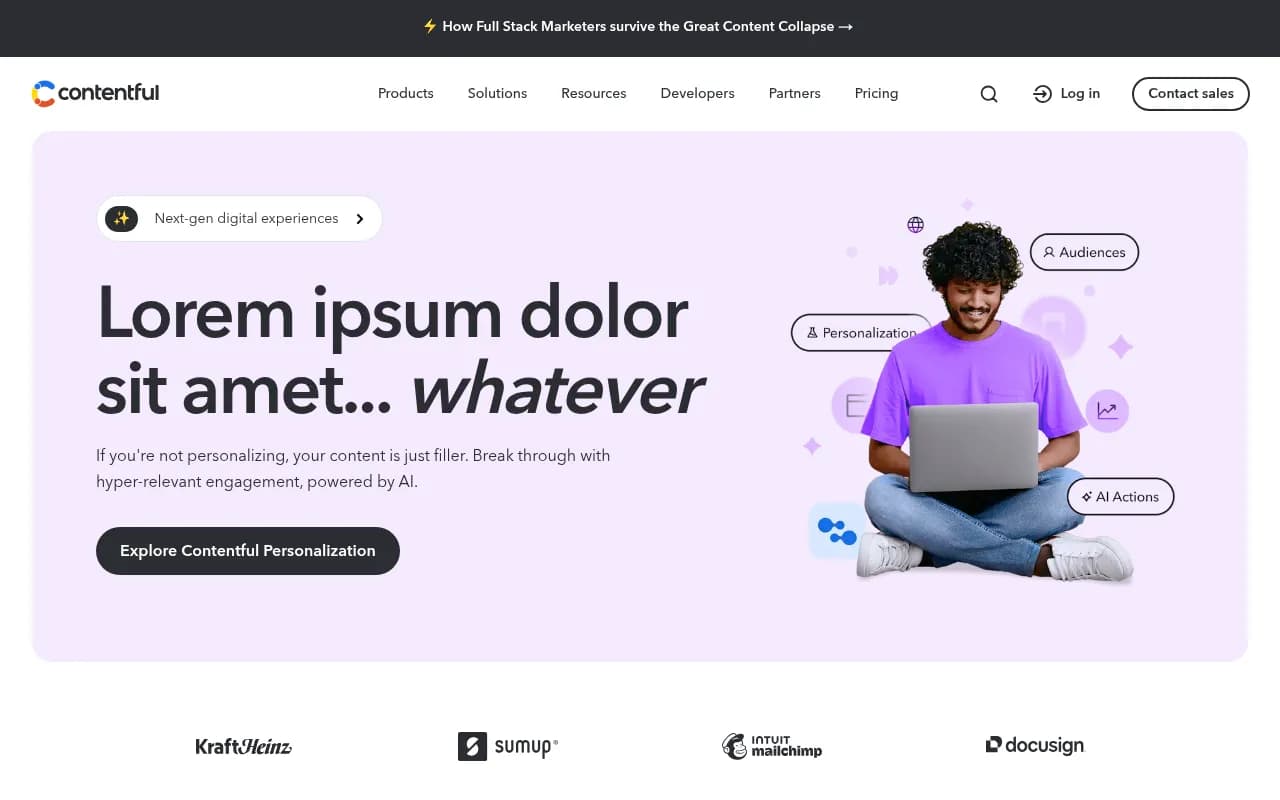 Screenshot of Contentful website