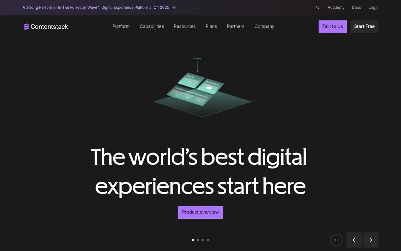 Screenshot of Contentstack website
