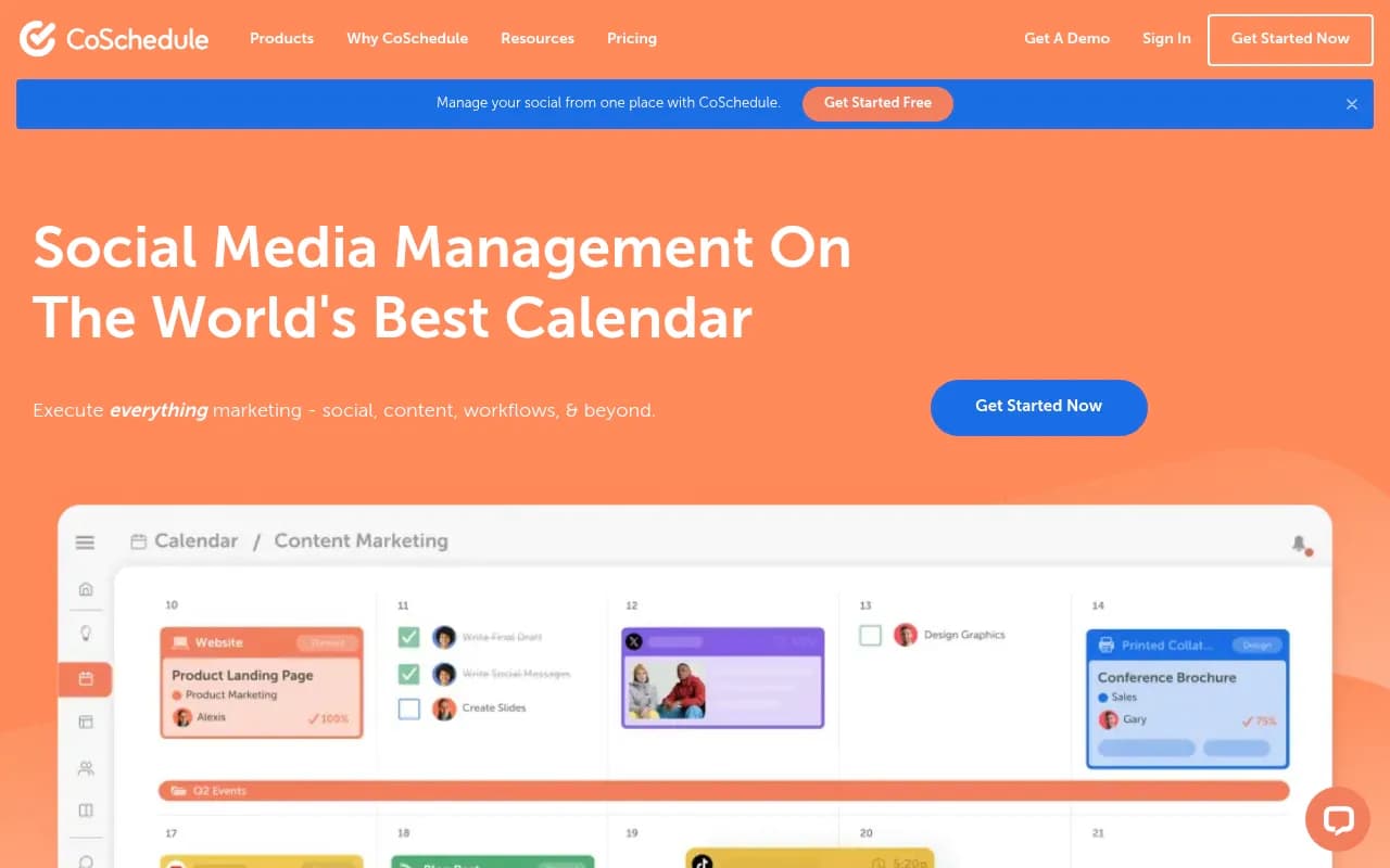 Screenshot of CoSchedule website