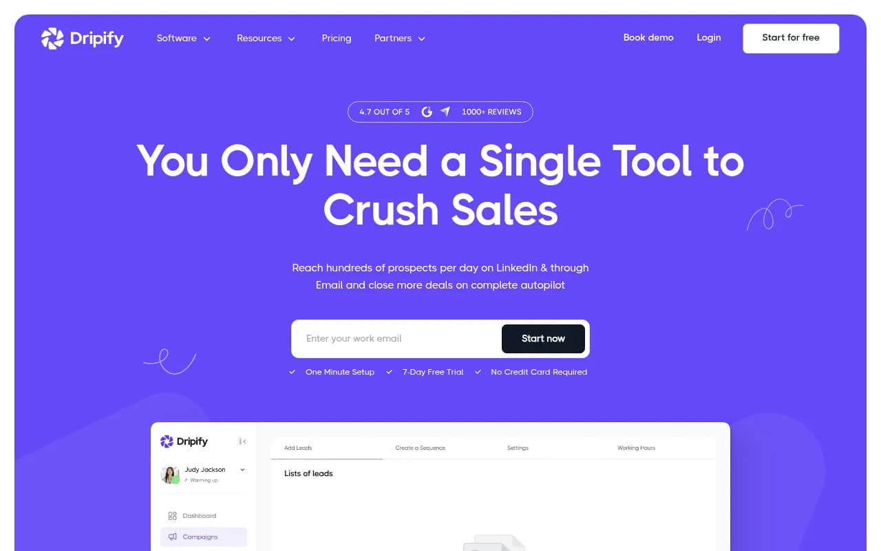 Screenshot of Dripify website