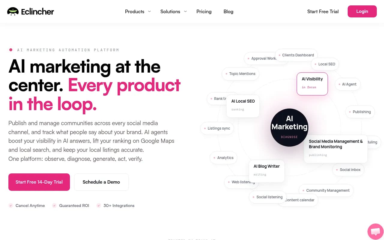Screenshot of eClincher website