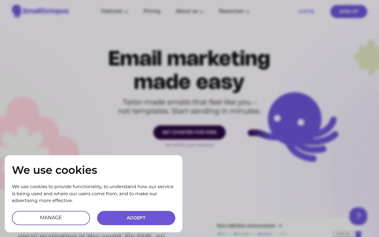 Screenshot of EmailOctopus website