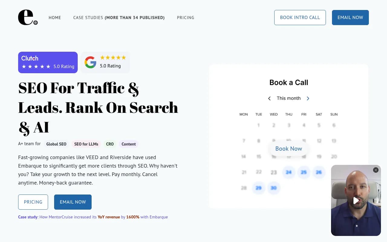 Screenshot of Embarque website