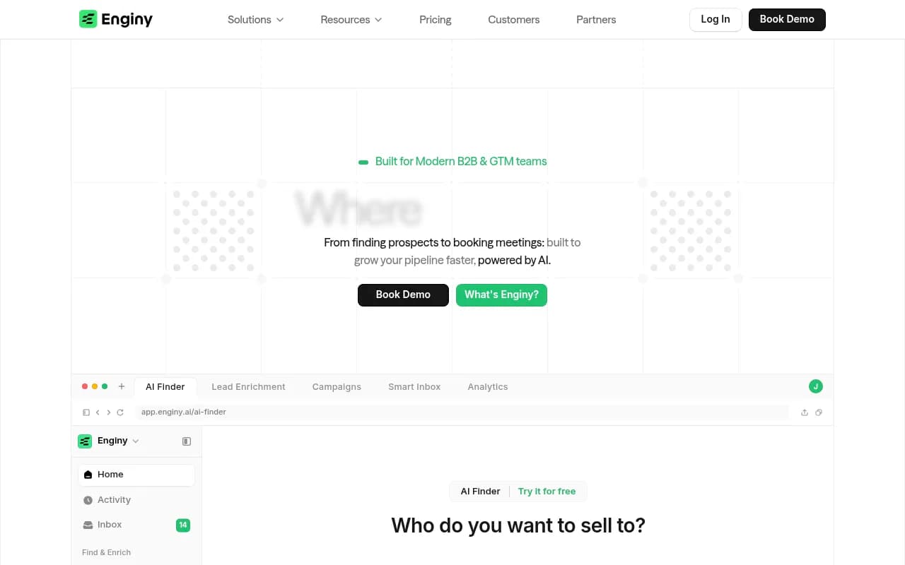 Screenshot of Enginy website