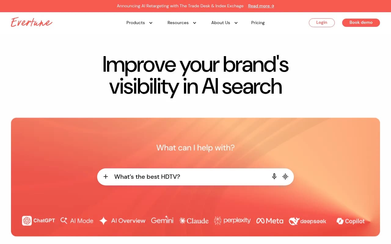 Screenshot of Evertune AI website