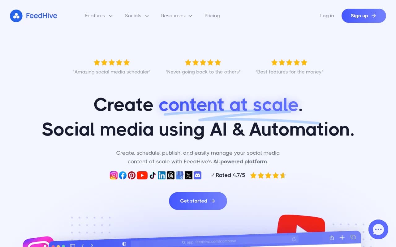 Screenshot of FeedHive website