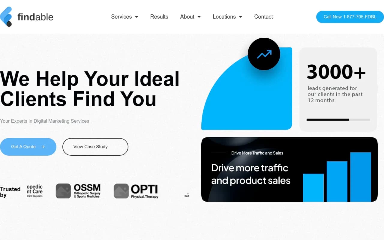 Screenshot of findable website