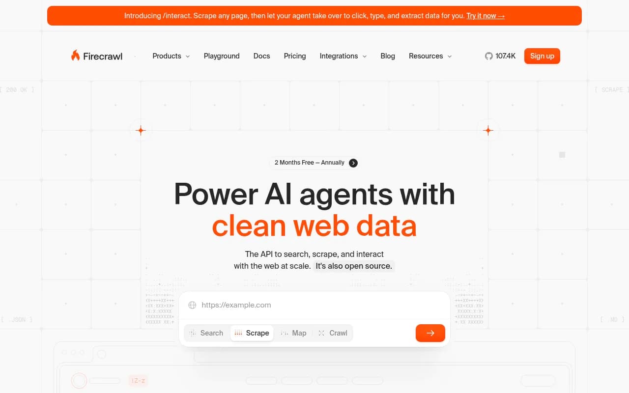 Screenshot of Firecrawl website