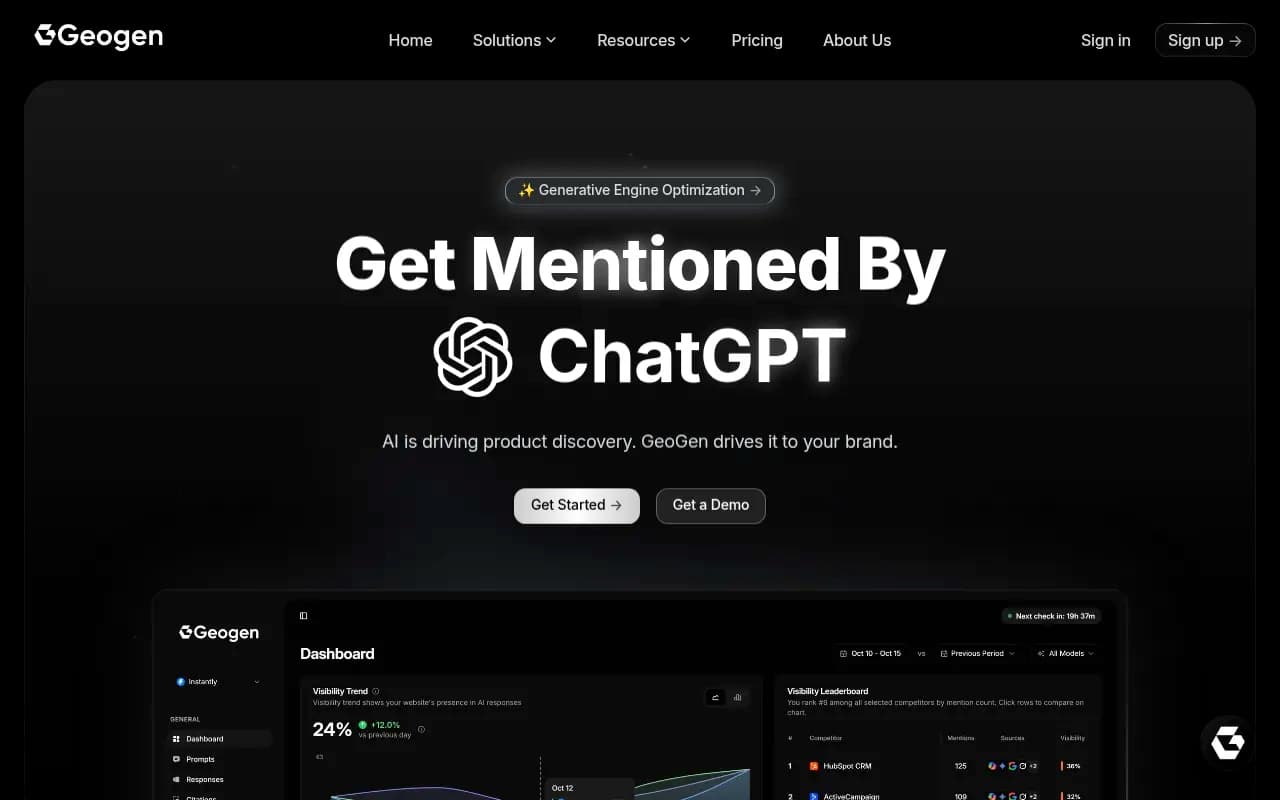 Screenshot of GeoGen website