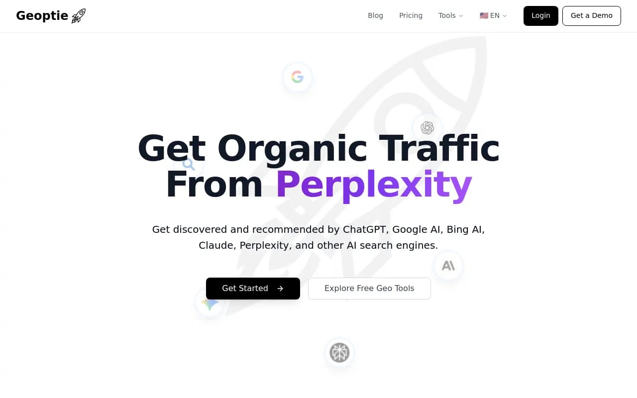 Screenshot of Geoptie website