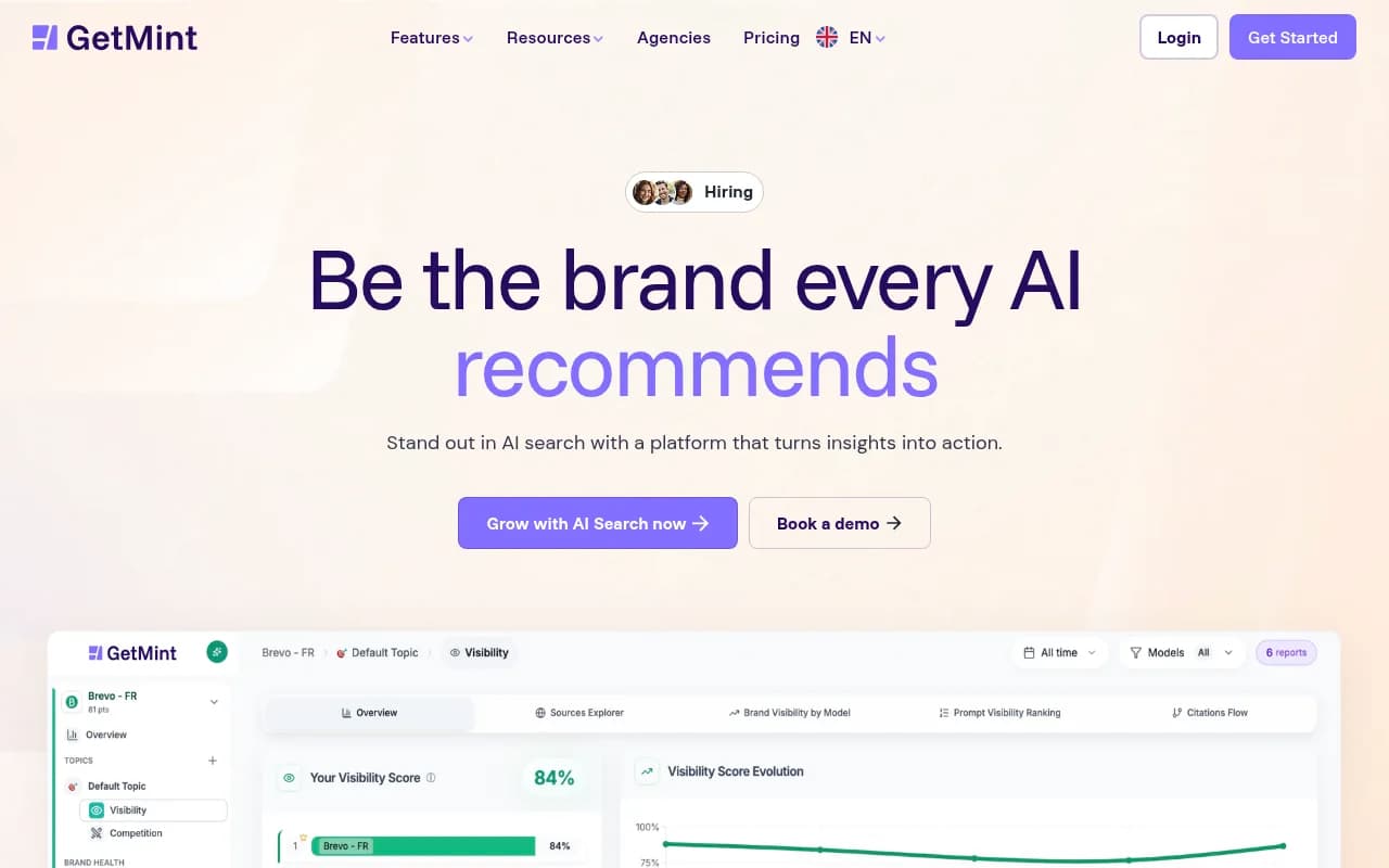 Screenshot of GetMint website