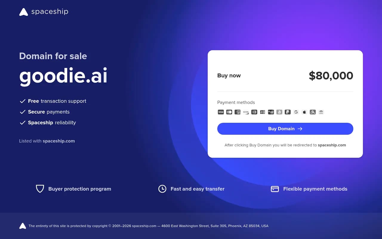 Screenshot of Goodie AI website