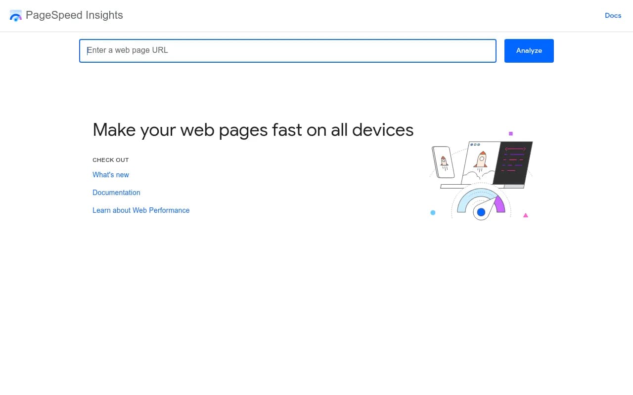 Screenshot of Google PageSpeed Insights website