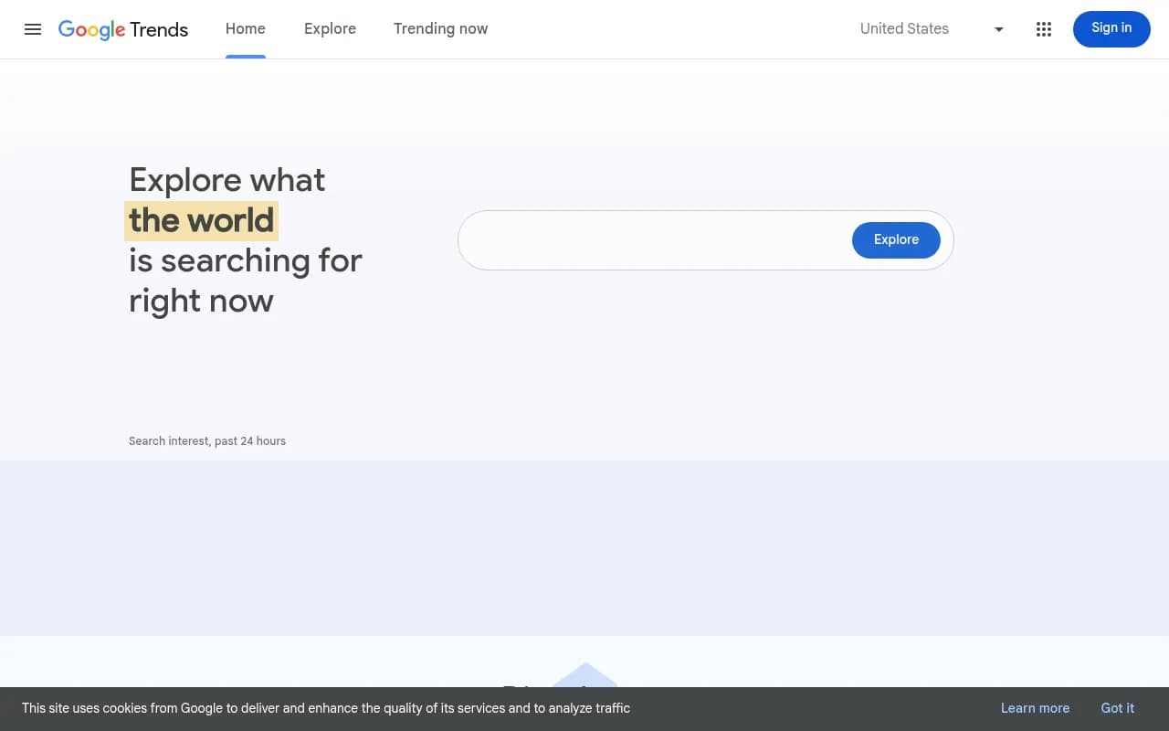 Screenshot of Google Trends website