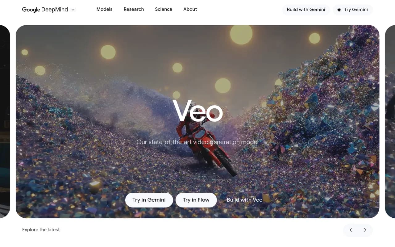 Screenshot of Google Veo website