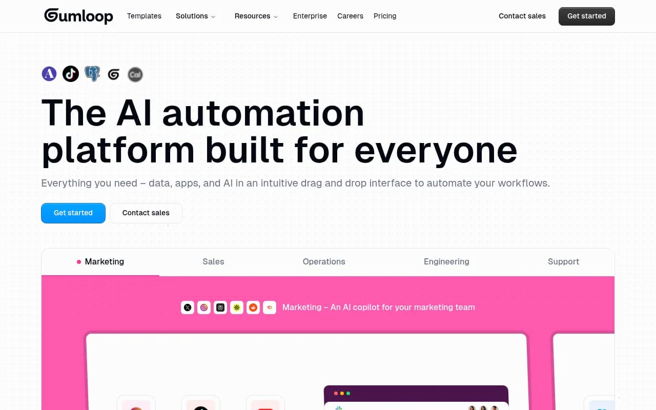 Screenshot of Gumloop website