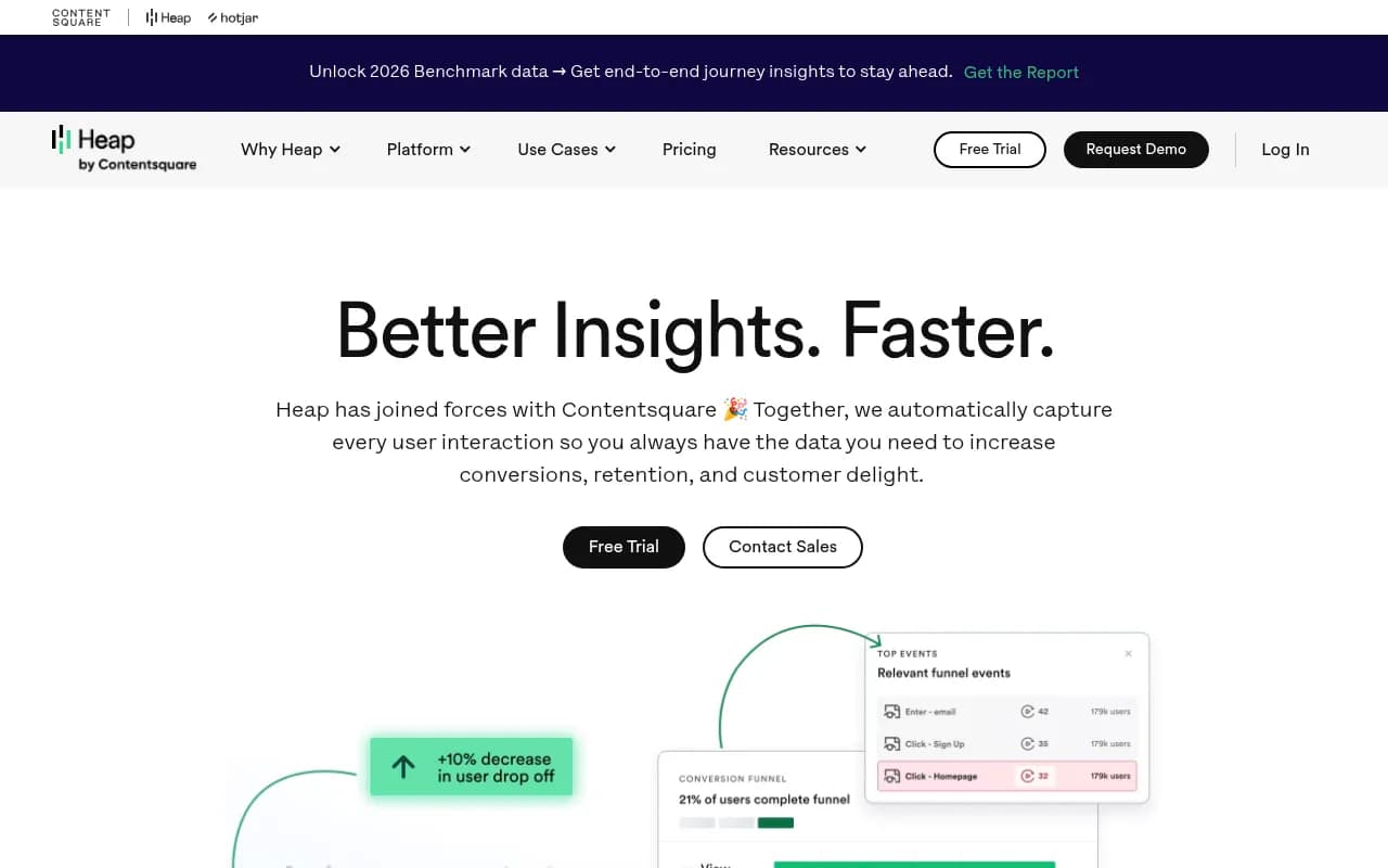 Screenshot of Heap (by Contentsquare) website