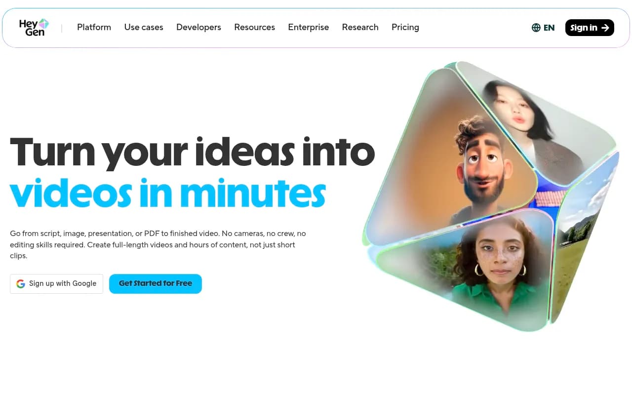 Screenshot of HeyGen website