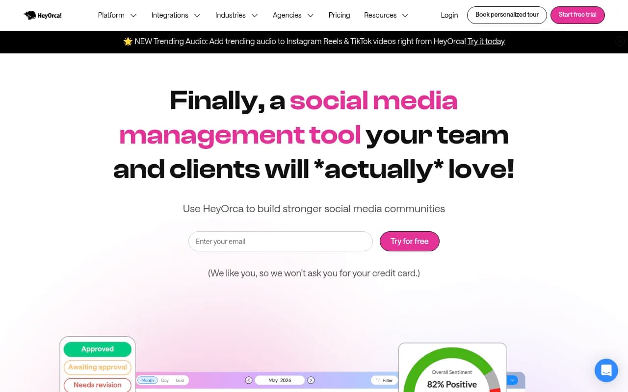 Screenshot of HeyOrca website