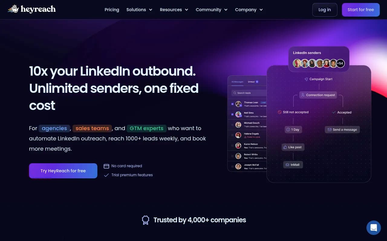 Screenshot of HeyReach website