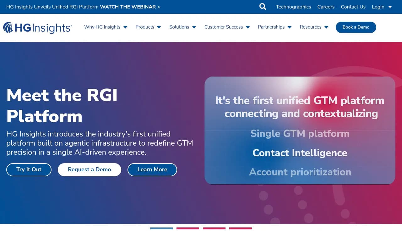 Screenshot of HG Insights website