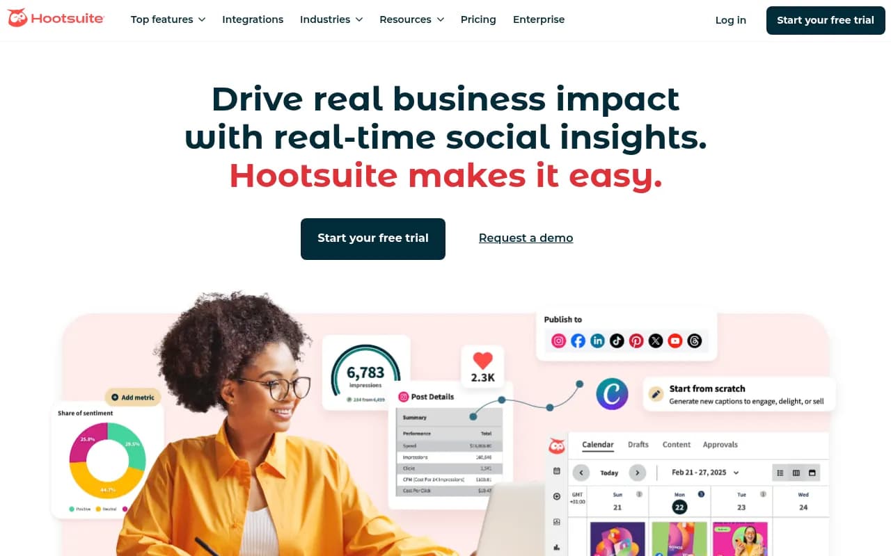 Screenshot of Hootsuite website