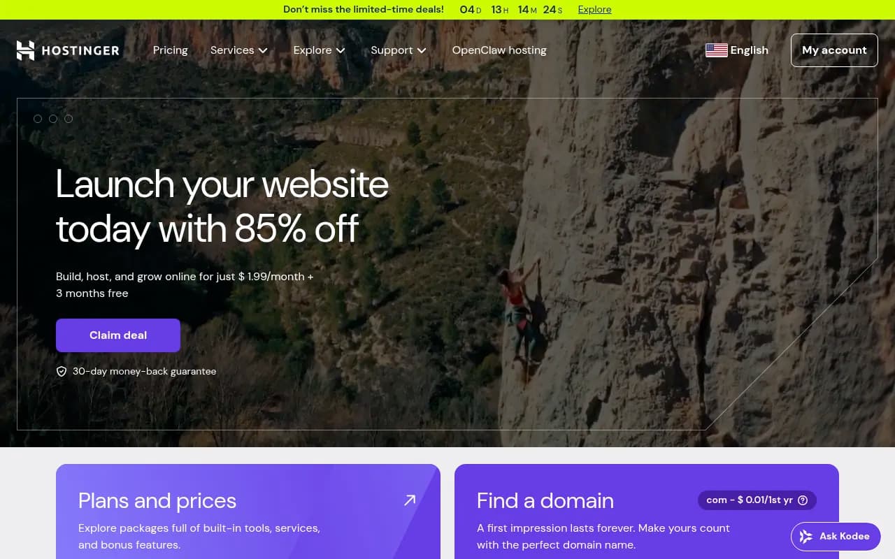 Screenshot of Hostinger Horizons website