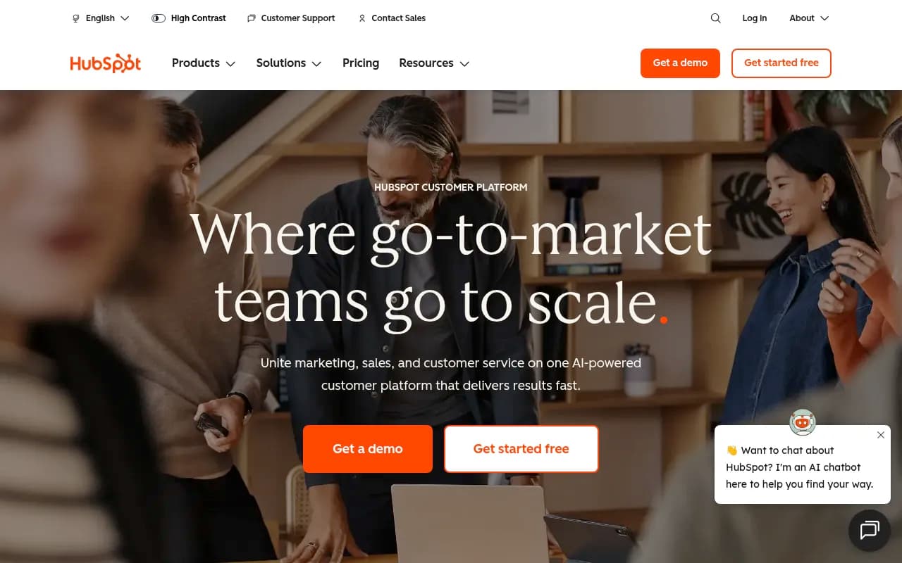 Screenshot of HubSpot website
