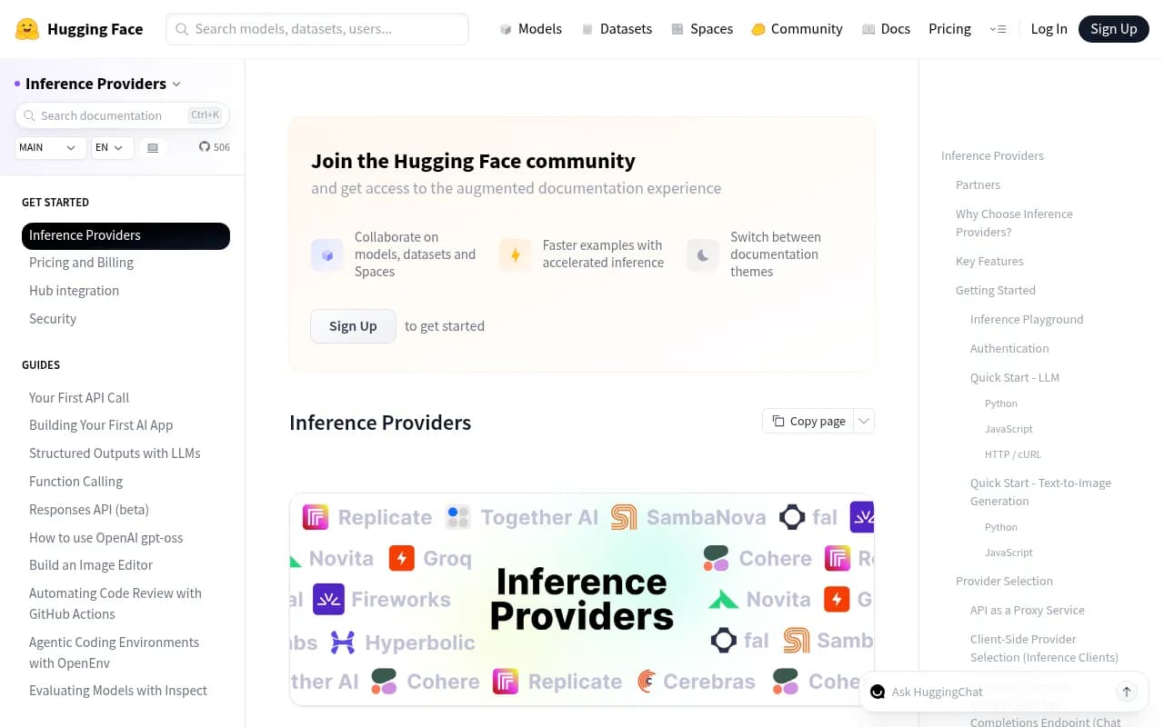 Screenshot of Hugging Face Inference API website