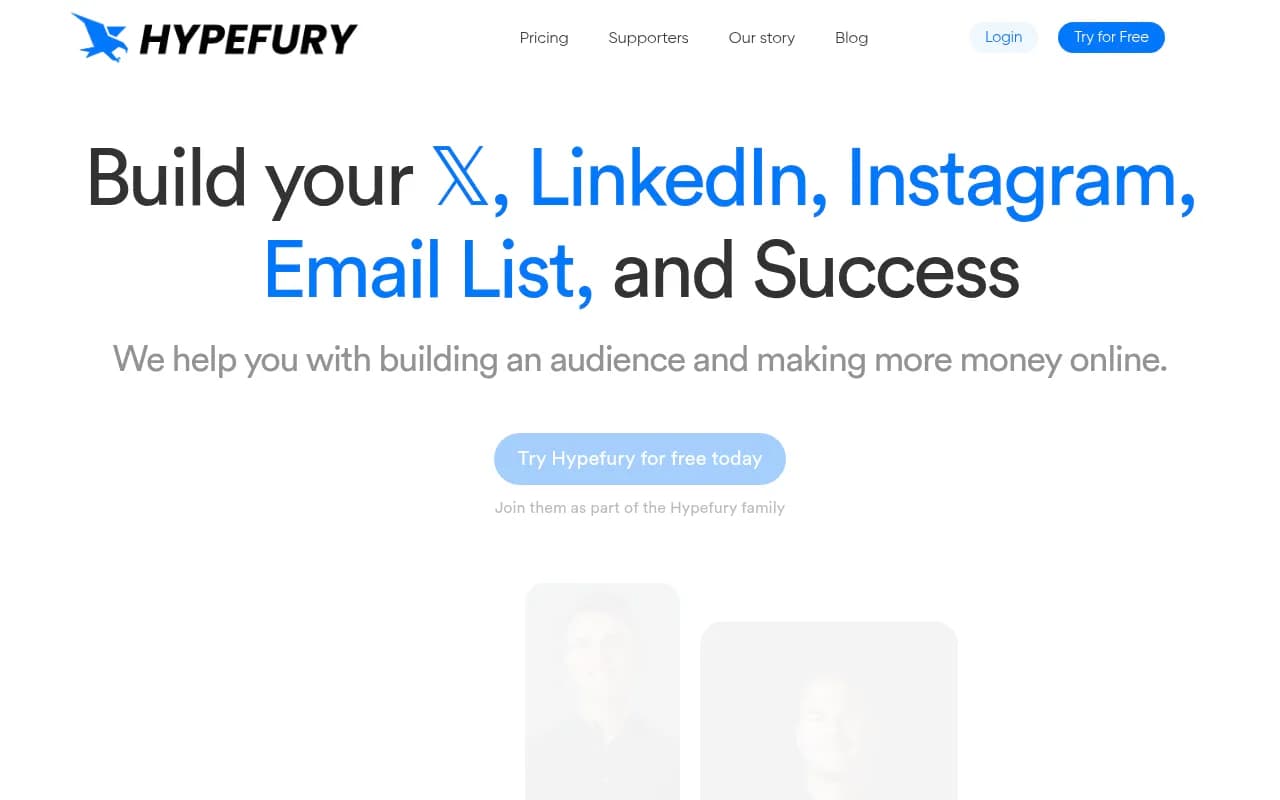 Screenshot of Hypefury website