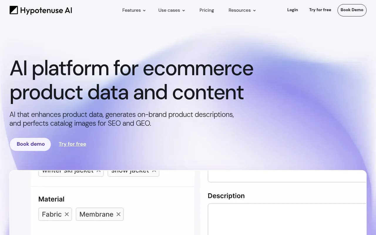 Screenshot of Hypotenuse AI website