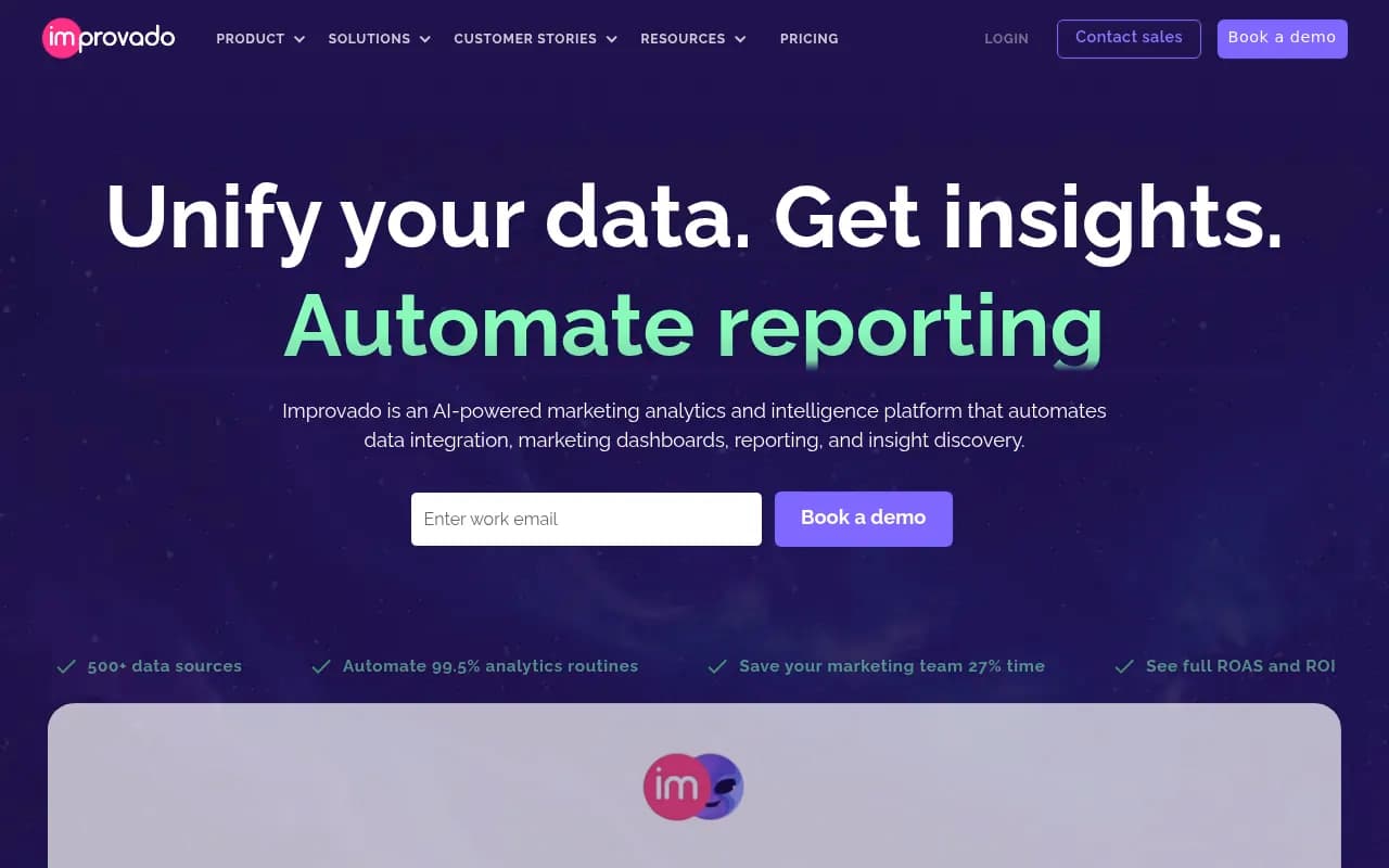 Screenshot of Improvado website