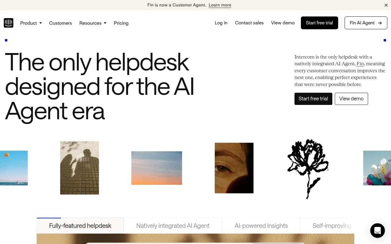 Screenshot of Intercom website