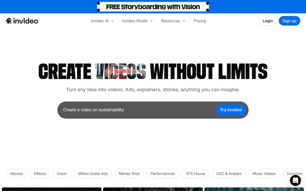 Screenshot of InVideo website