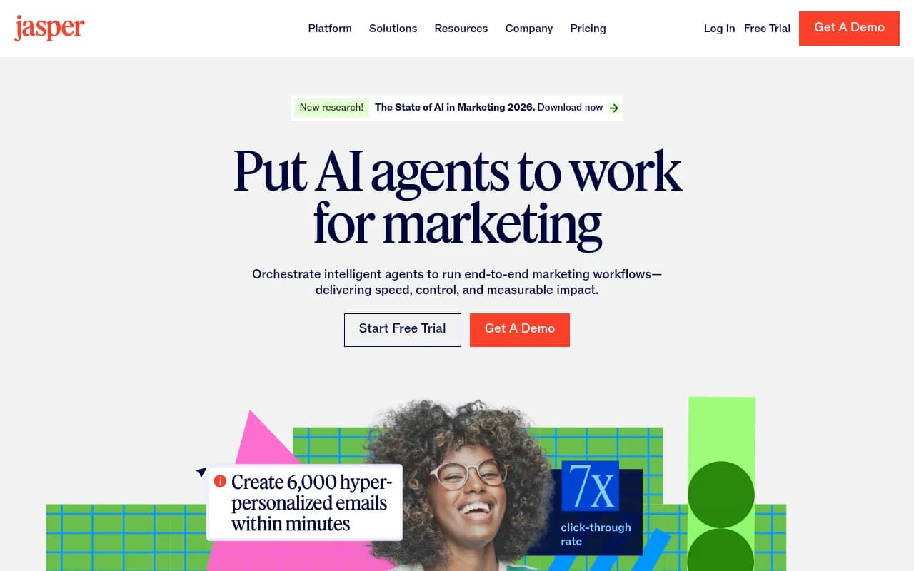 Screenshot of Jasper AI website