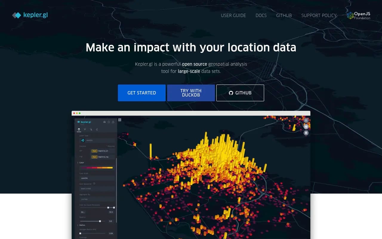 Screenshot of Kepler.gl website