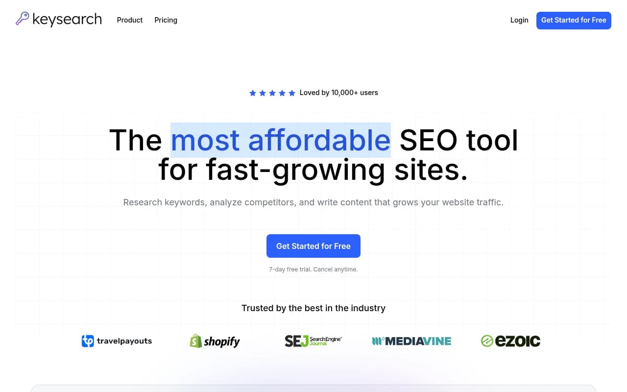 Screenshot of Keysearch website