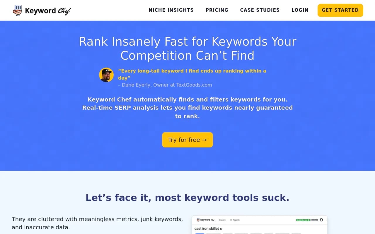 Screenshot of KeywordChef website