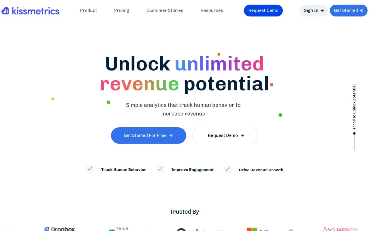 Screenshot of Kissmetrics website