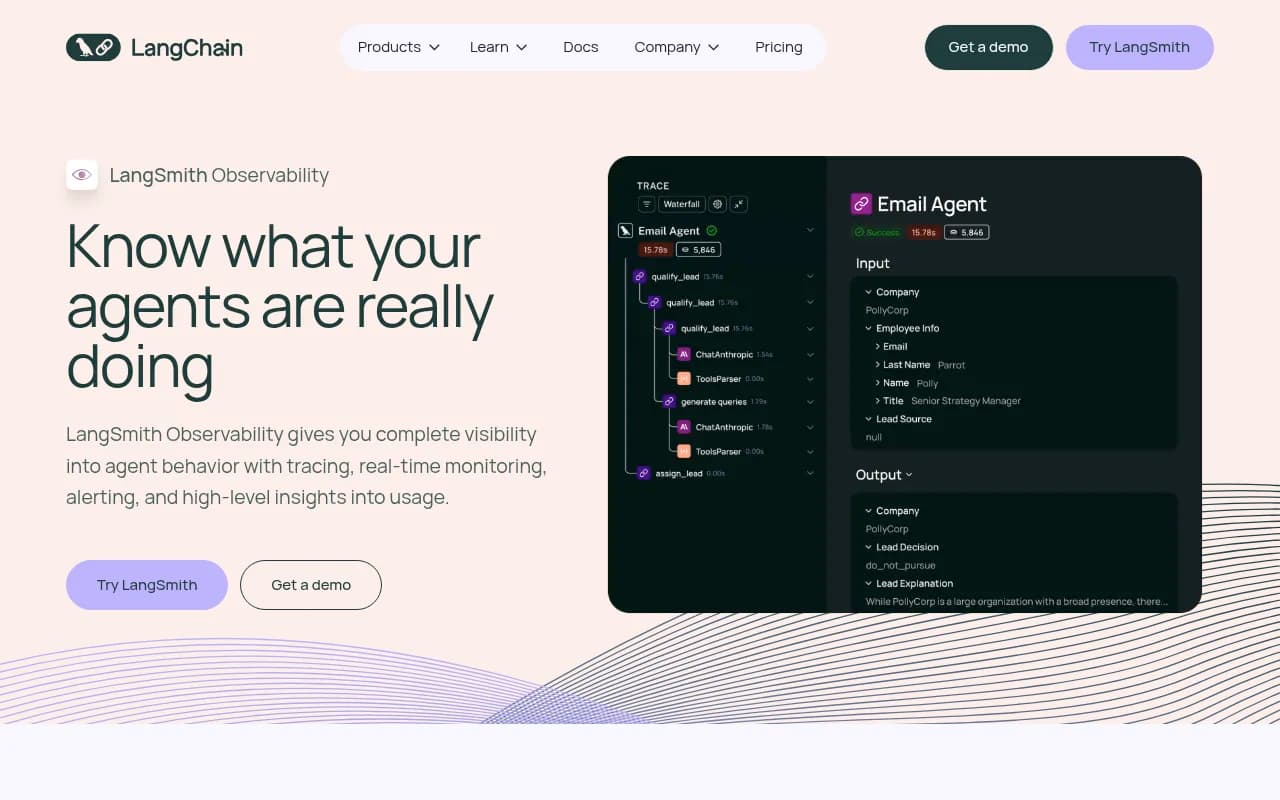 Screenshot of LangSmith website