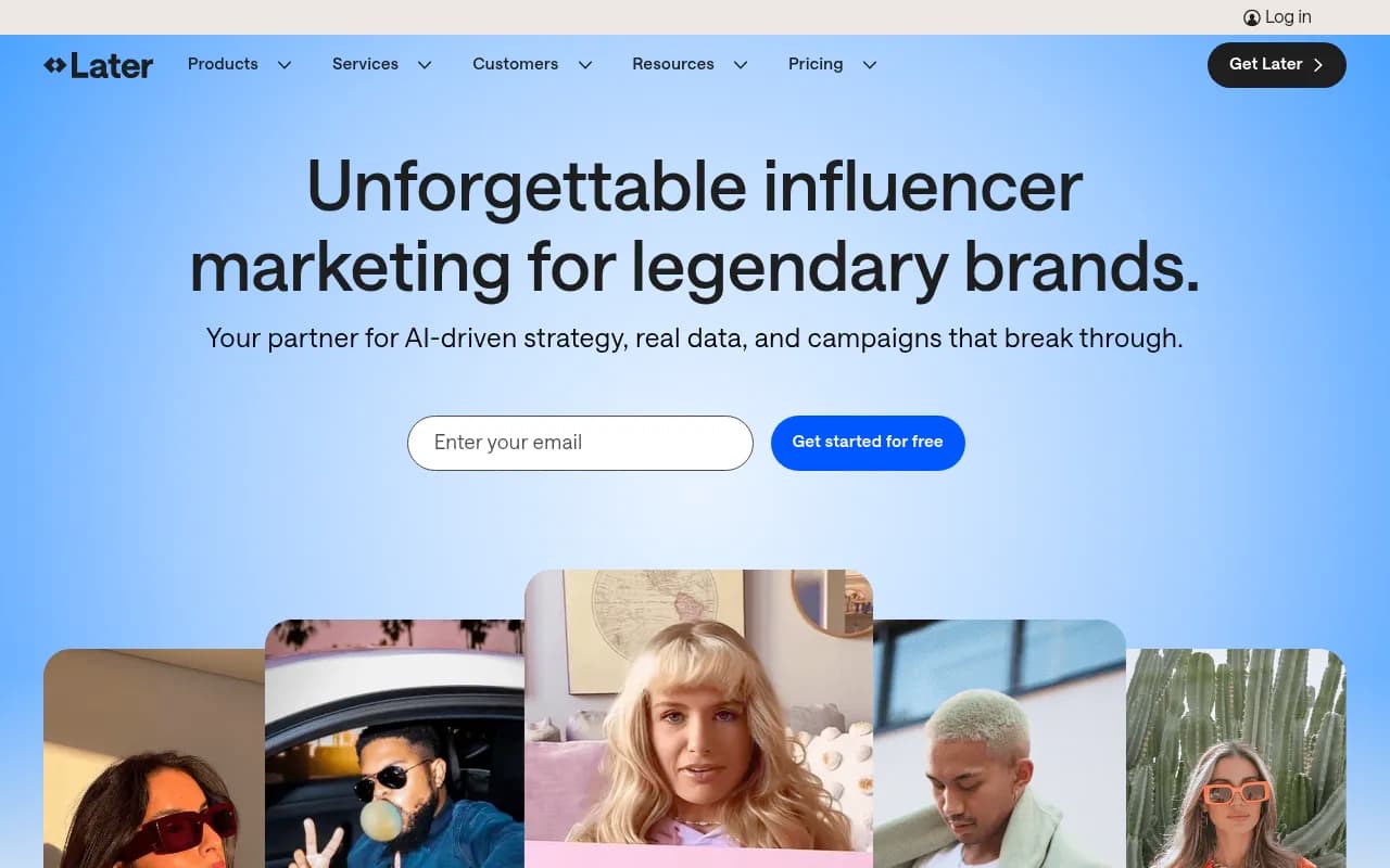 Screenshot of Later website