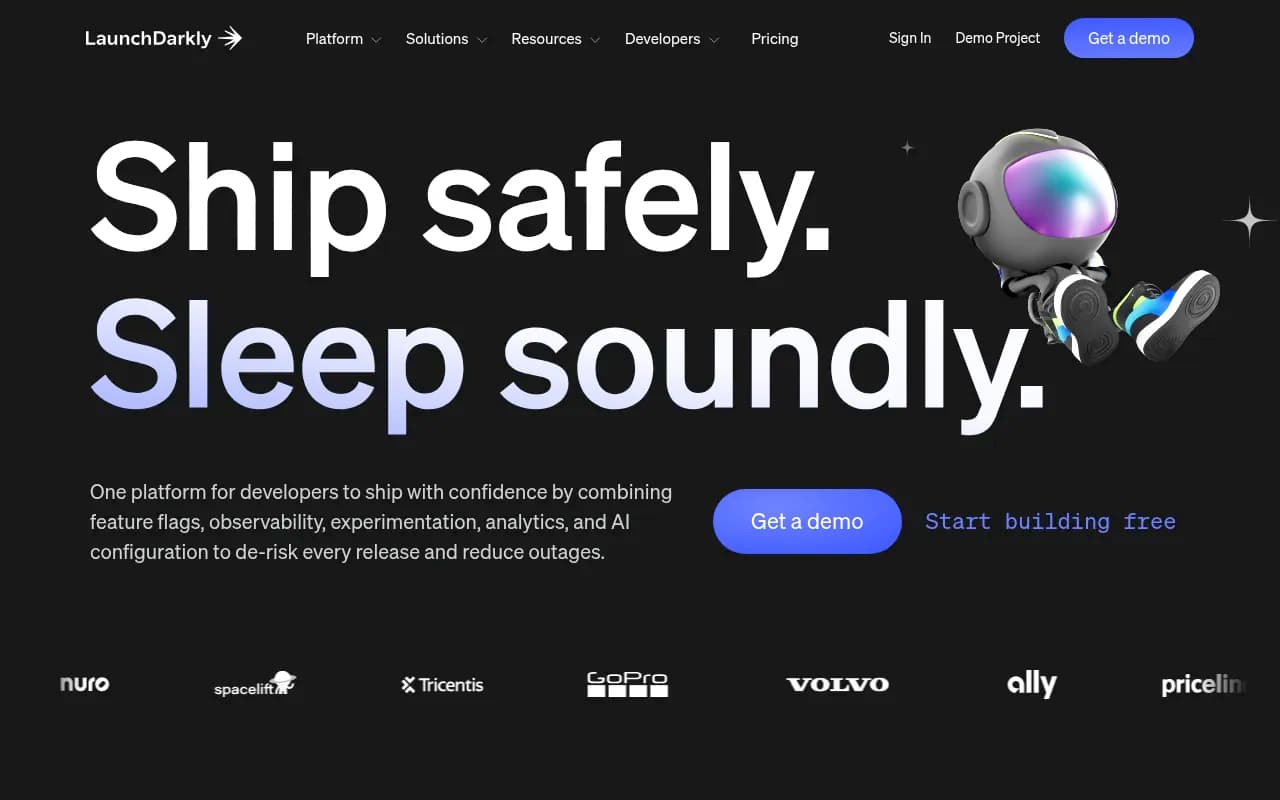 Screenshot of LaunchDarkly website