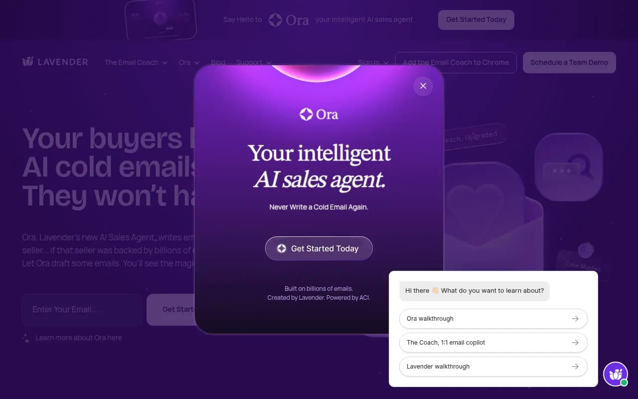 Screenshot of Lavender website