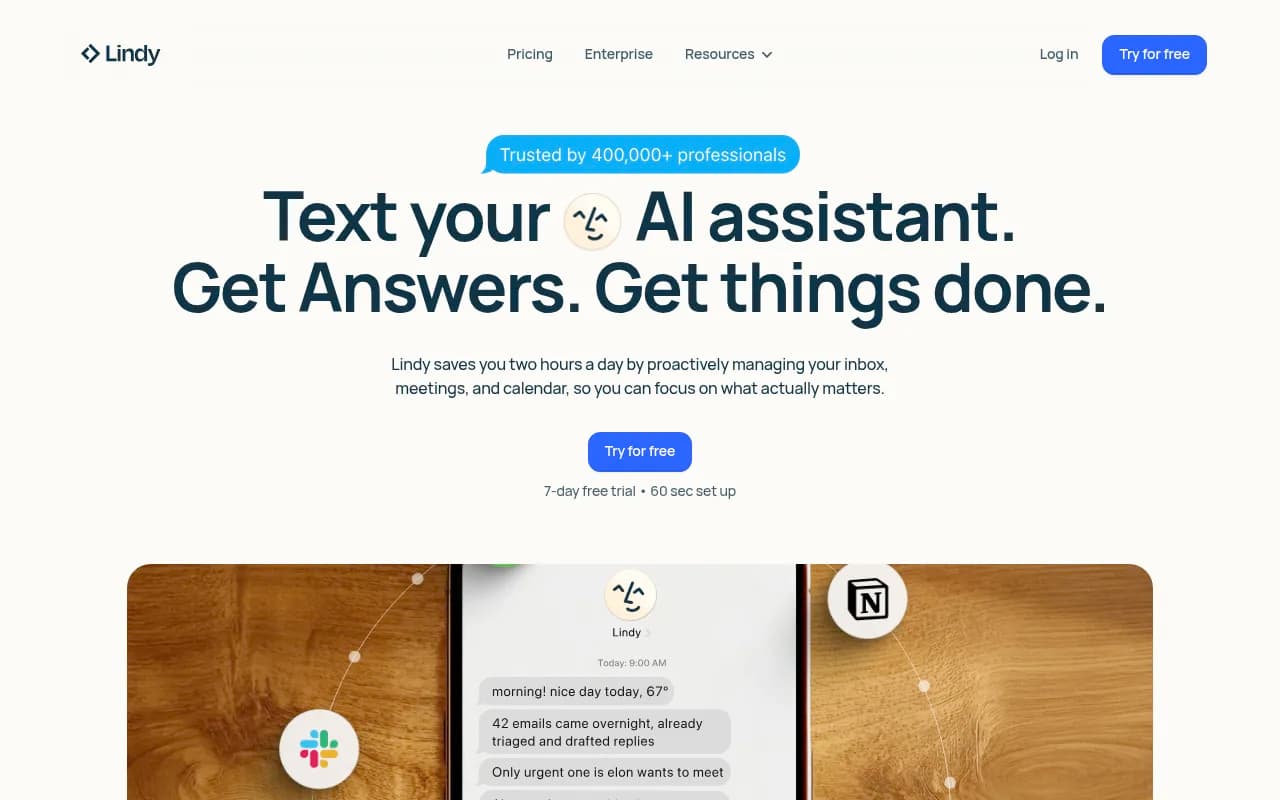 Screenshot of Lindy AI website