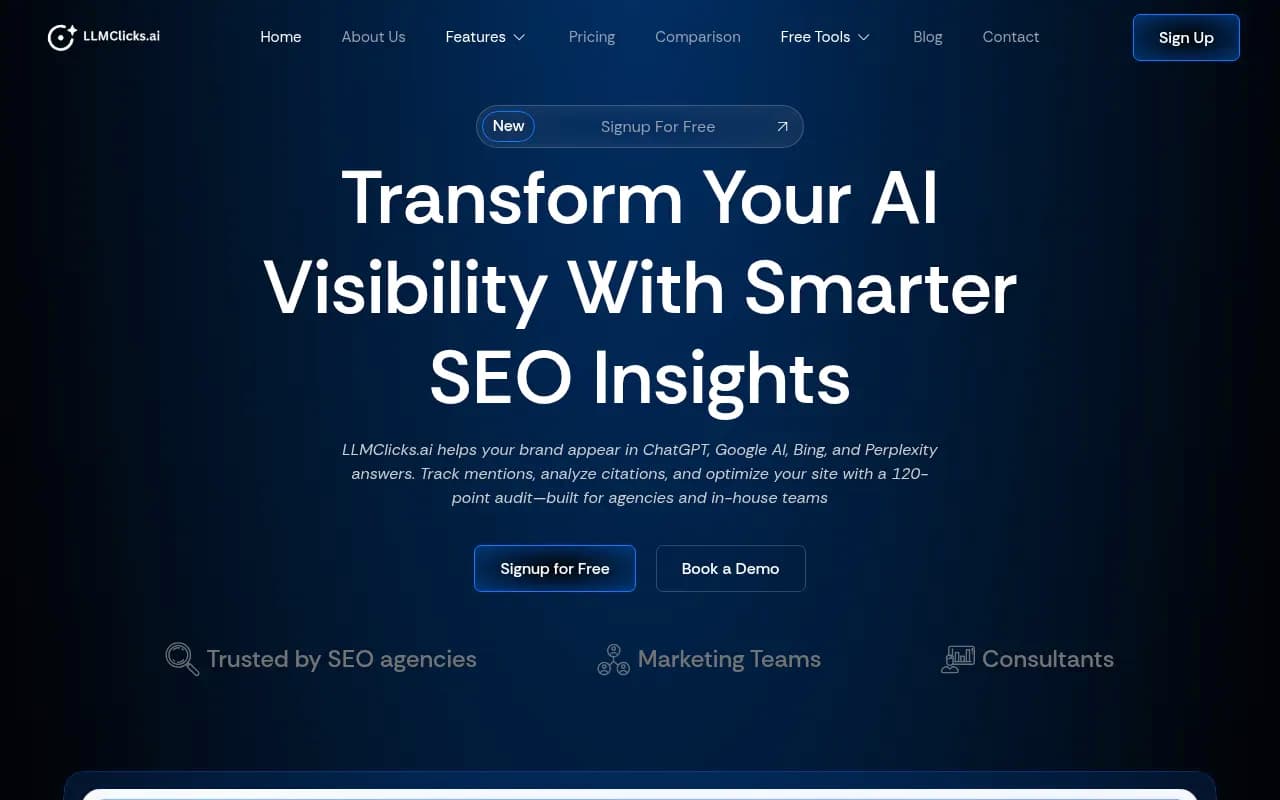 Screenshot of LLMClicks website