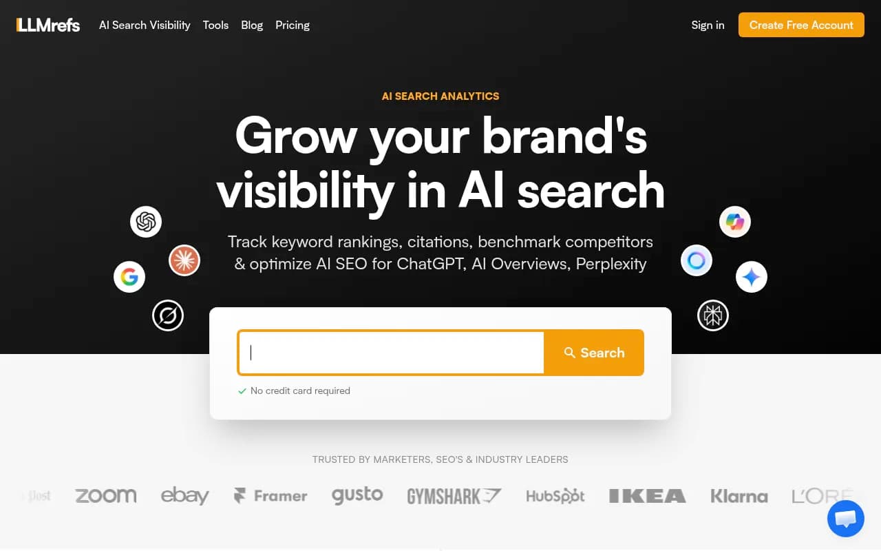 Screenshot of LLMrefs website