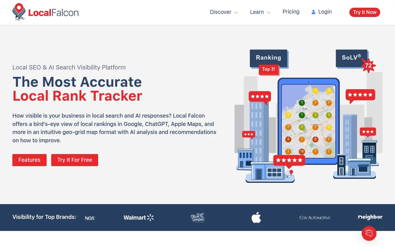 Screenshot of Local Falcon website