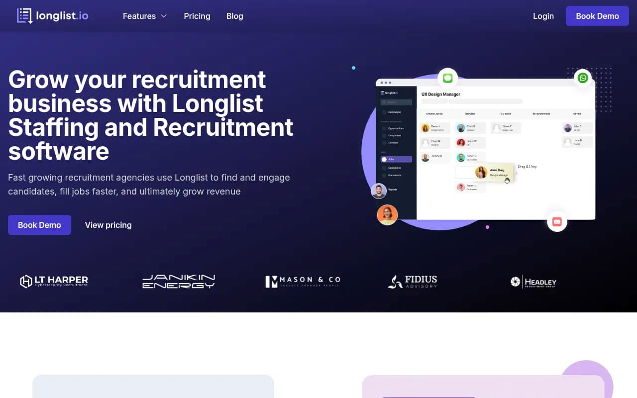 Screenshot of Longlist.io website